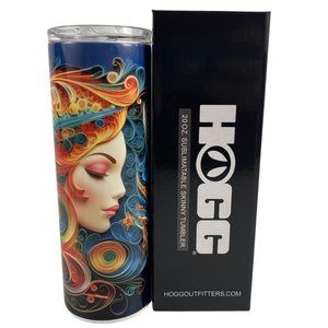 Skinny Tumbler 20oz Pretty Lady 3D Whimsical Colorful Quilling Stainless-Steel